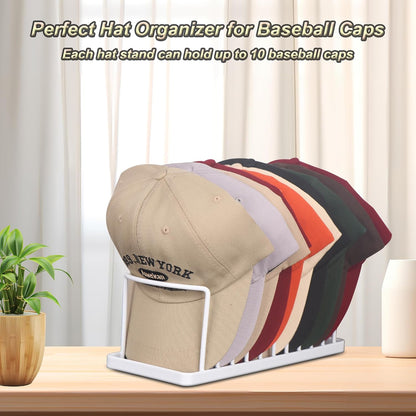 Hat Organizer for Baseball Caps, 2 Pack Space Saving Stand Holds 20 Caps, No Install Holder