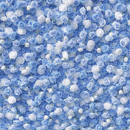 Artificial Flower Wall Backdrop Panels,Blue And White Roses Handmade Romantic Large Fabric-Based 3D Simulated Flower Wall Background Wall,Wedding Decoration Props Decorative C,3m*3m/10*10FT