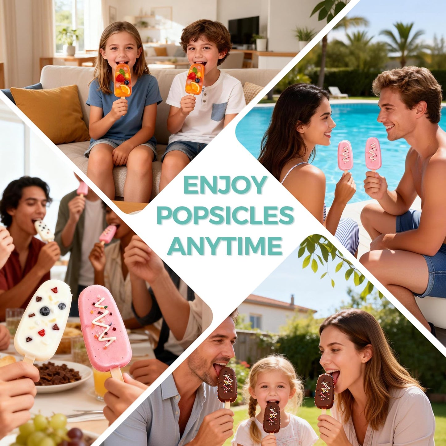 3 Set Popsicles Molds with Lids, Large Cake Pop Mold Cakesicle Mold 4 Cavities with 100 Wooden Sticks, Silicone Reusable Ice Pop Molds for Cake Pops, Ice Pops, Cakesicles, Ice Cream, White