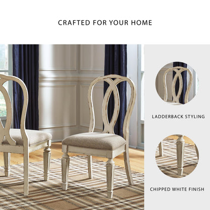 Signature Design by Ashley Realyn French Country Ribbon Back Dining Chair, 2 Count, Chipped White