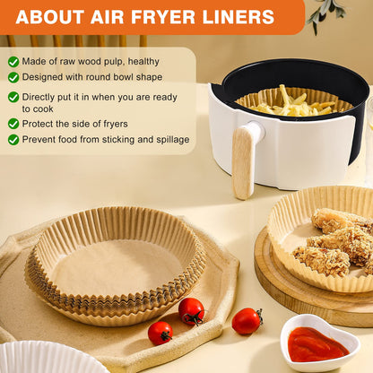 Air Fryer Paper Liners, 200pcs Air Fryer Liners Disposable, 8" Square Baking Liner for 5-8 qt Airfryer Basket, Non-stick and Oil Proof Parchment Paper for Oven, Pans & Baking