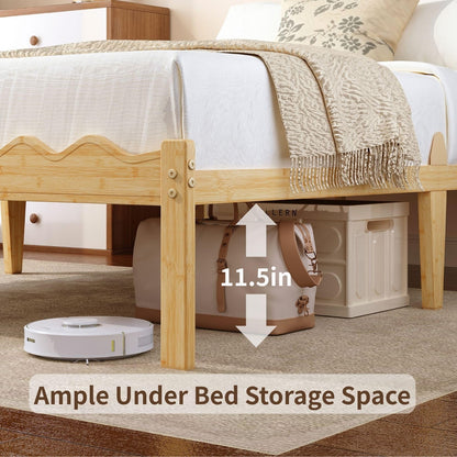 FSCHOS 14 Inch Bamboo Twin Bed Frame, Platform Wood