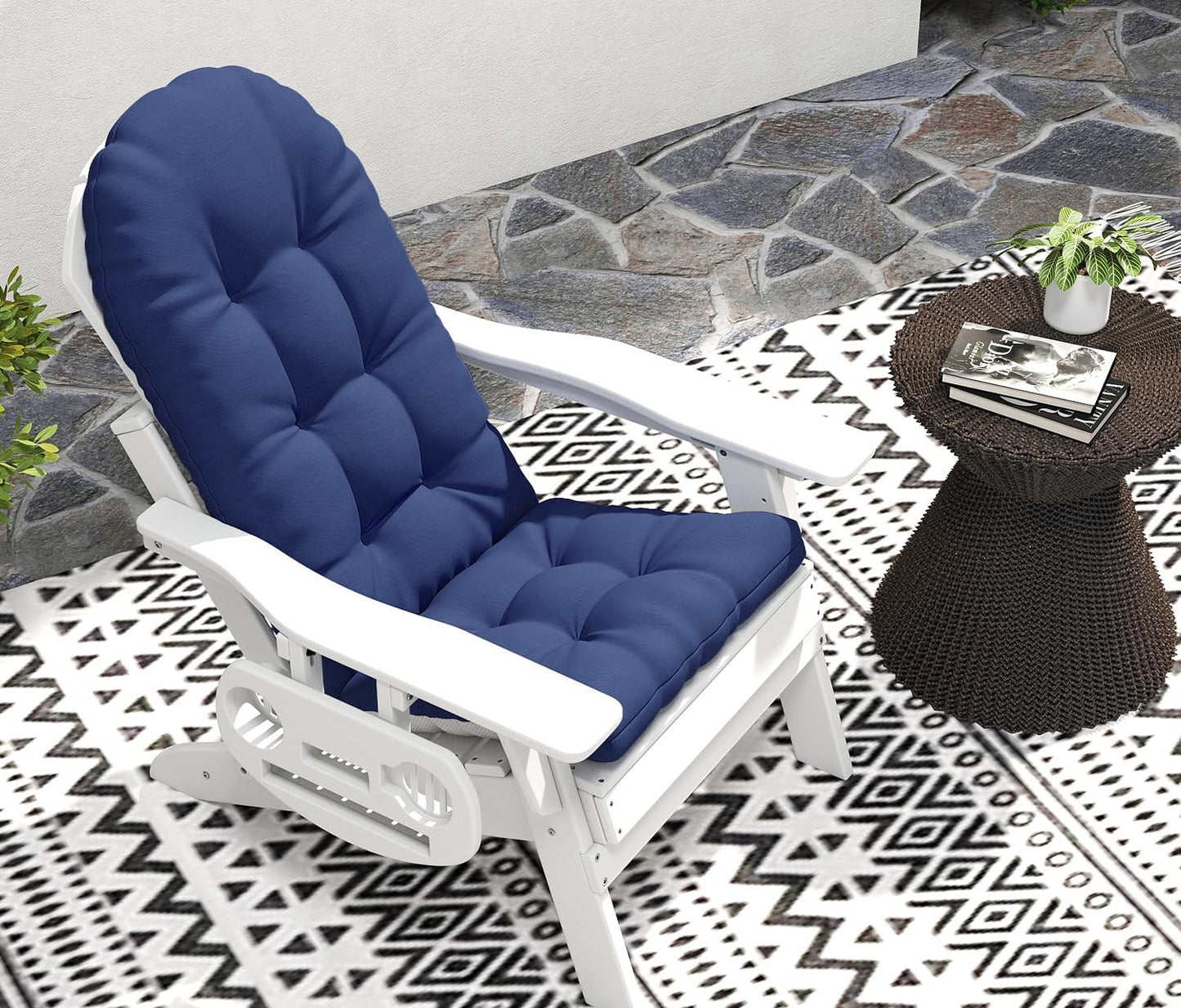 NAVINE Adirondack Chair Cushion, Thickened High Back Patio Cushions with Ties and Non-Slip Bottom, Water-Resistant