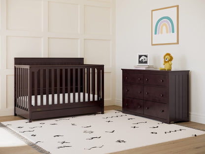 Graco Hadley 5-in-1 Convertible Crib with Drawer – GREENGUARD Gold Certified, Fits Standard Crib Mattress, Converts to Toddler Bed, Daybed and Full Bed, 4 Adjustable Mattress Heights (Espresso)
