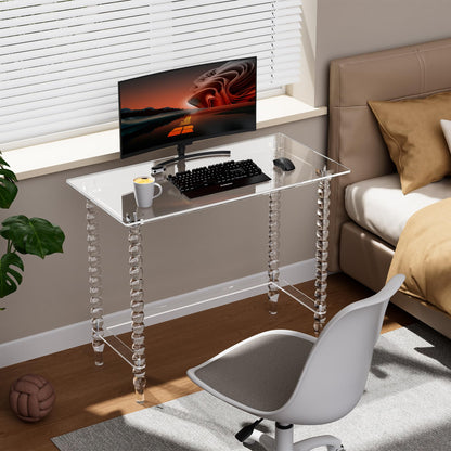 Dewrhiixe Acrylic Desk Computer Laptop Table, Writing Desk Console Entrance Table for Home Office Study Desk (Clear, 39.4“W×19.7”D×29.5“H)