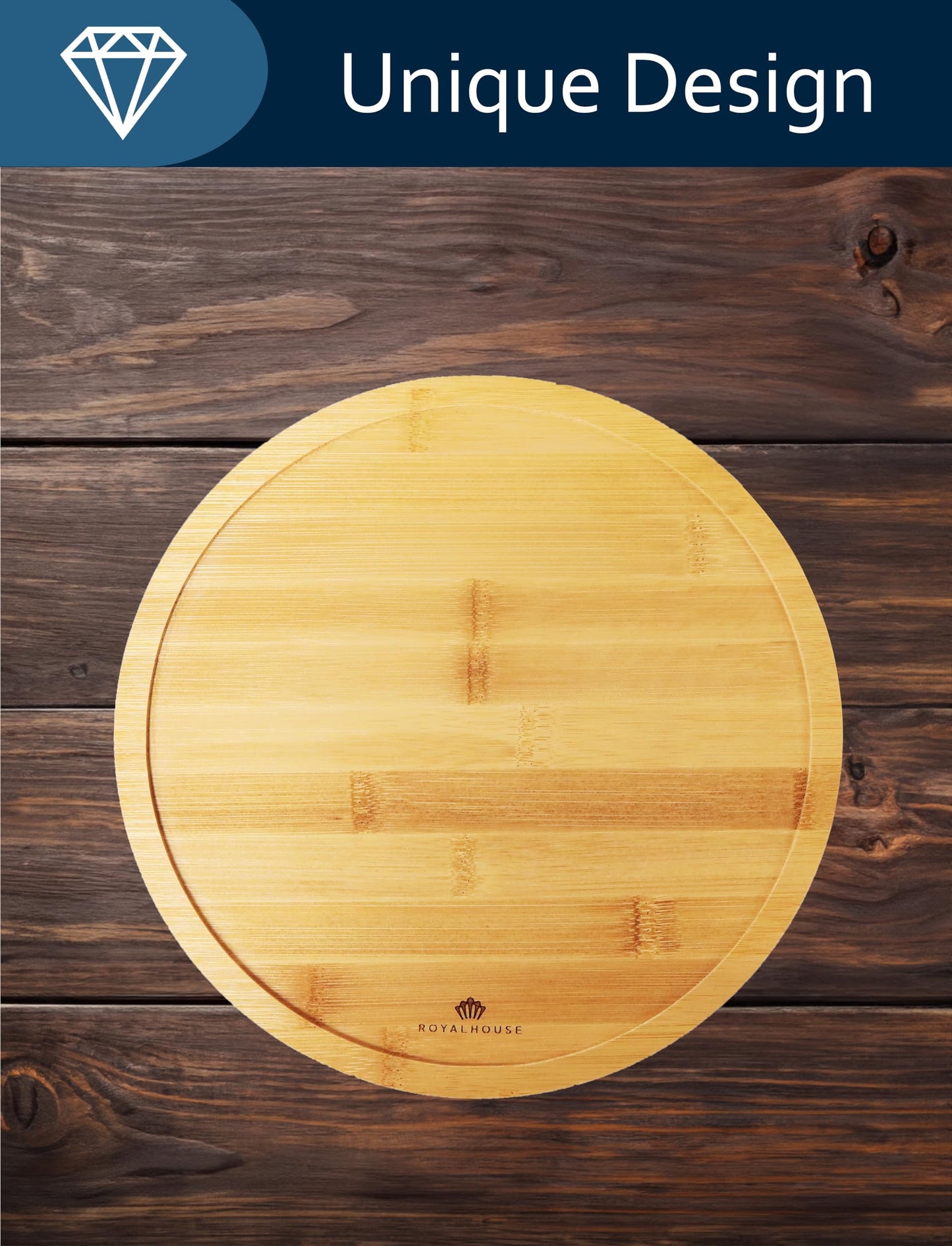 RoyalHouse Bamboo Round Cheese Board and 4 Knives Set with Slide-Out Cutlery Drawer - Charcuterie Boards Set - House Warming Gifts New Home, Wedding Gifts for Couple 2025, Bridal Shower