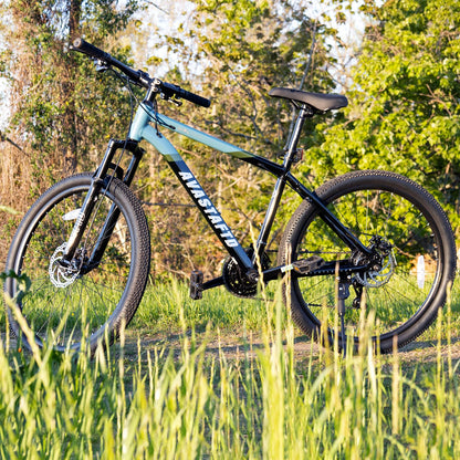 AVASTA 27.5-inch Mountain Bike for Man Male and Woman Female Adult with Lightweight Aluminum Alloy Frame and Dual Disc Brakes,Front Suspension,21-Speed Gear Shifters,Hidden Brake Cables,Color White