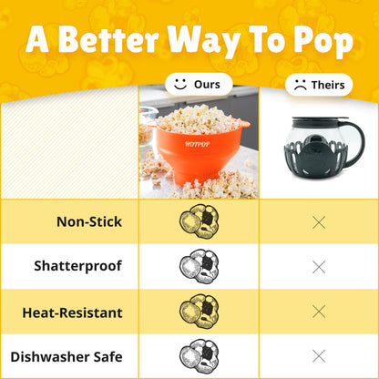 The Orginal HotPop Silicone Popcorn Maker - Microwave Popcorn Popper with Handles - Collapsible Bowl, Heat-Resistant, Easy to Clean, Ideal for Family Movie Nights, 15-Cup Capacity - Red