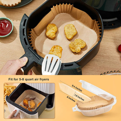 Air Fryer Liners - 200 Pcs Unbleached Parchment Paper, Non-Stick & Waterproof for 5-8 QT Baskets