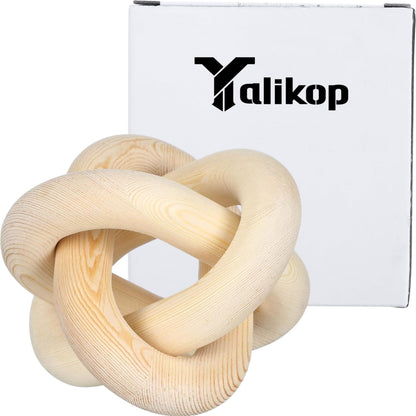 Yalikop 3 Link Wood Knot Decor Rustic Home Décor Accents Hand Carved Coffee Table Decoration, Boho Chain Link Decoration, Modern Shelf, Rustic Objects for Home Living Room Bedroom(Natural)