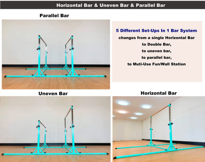 MARFULA Gymnastics Double Horizontal Bars 3Play Parallel Bars Uneven Bars Gymnastics Training Kip Bar with 304 Stainless Steel Regulating Arms & Fiberglass Rail for Indoor Outdoor Home Club Use