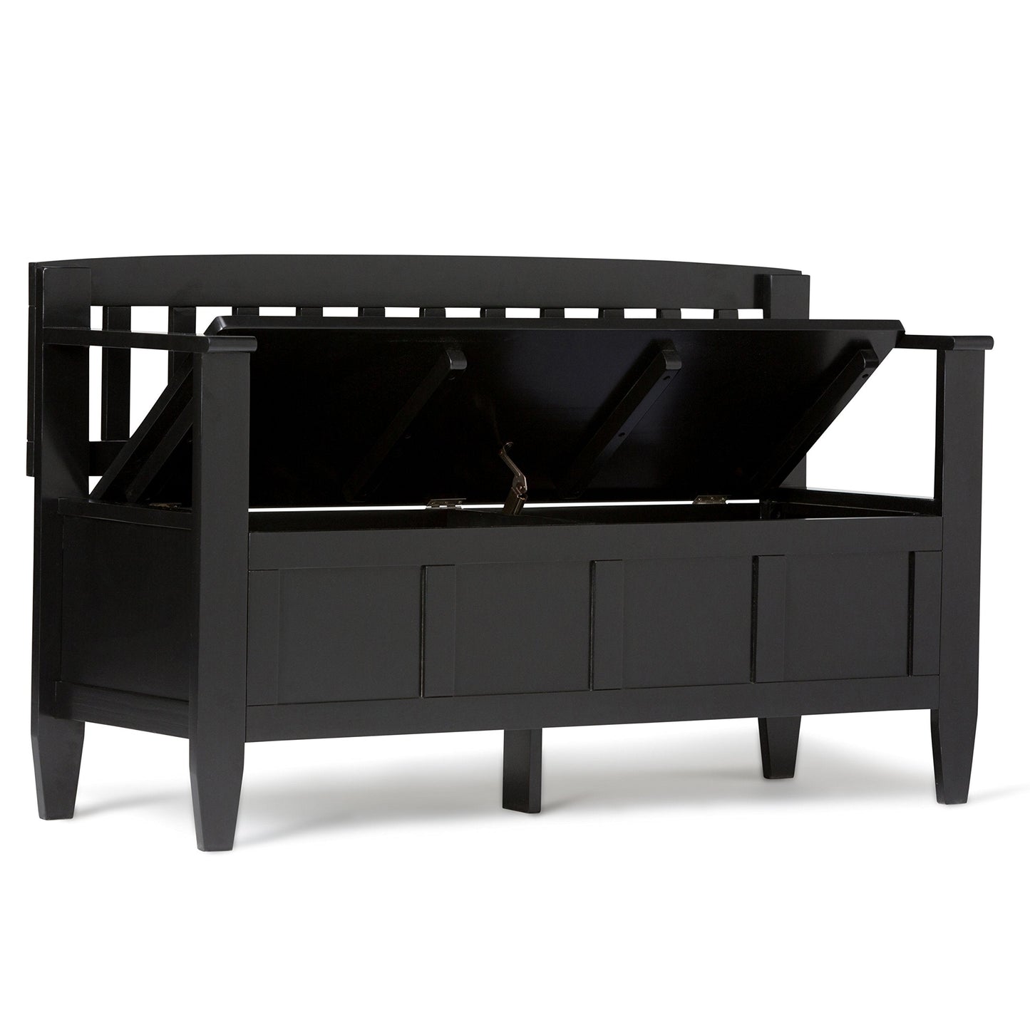 SIMPLIHOME Brooklyn Entryway Storage Bench - 48 inch Wide Solid Wood Hallway Bench in Black, Contemporary Mudroom Bench for Entry or Foyer with Lift-Up Lid and Spacious Hidden Storage