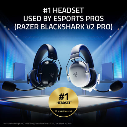 Razer BlackShark V2 Pro Wireless PlayStation Gaming Headset: 50mm Drivers - Super Wideband Mic - Noise Isolating Earcups - For PS5, Nintendo Switch 2, PC, Mac - Bluetooth, USB-C - 70hr Battery – Black