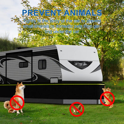 RV Skirting for Travel Trailers & 5th Wheels - Heavy Duty Insulated Camper Skirt Kits for Winter, All Weather Waterproof Windproof Cold Weather & UV Underpinning Cover, Black 65.6ft x 2.6ft