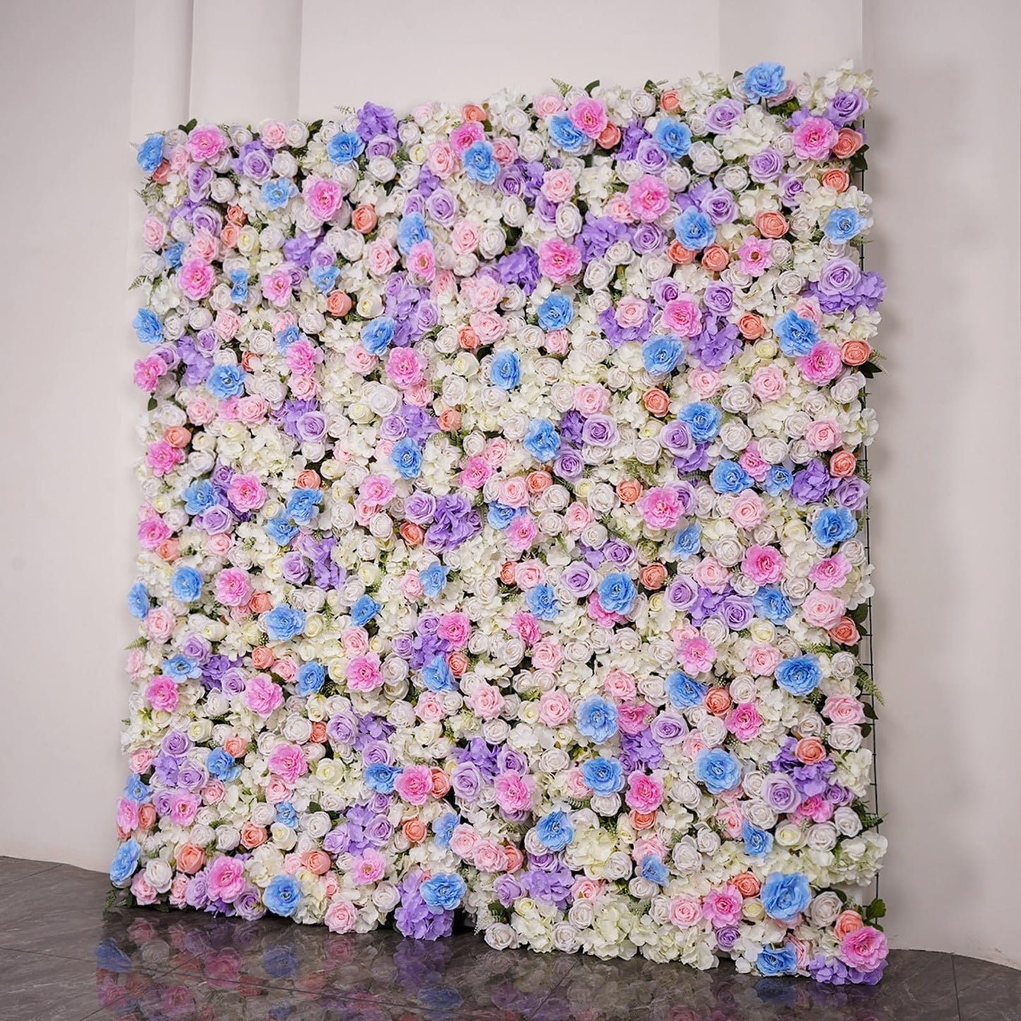 UYCVT Handmade Romantic Colorful Flowers Wall Large Artificial Flower Wall Backdrop Panels, Rose Wedding Backdrop 300 * 300Cm*3-300 * 300cm/10 * 10FT