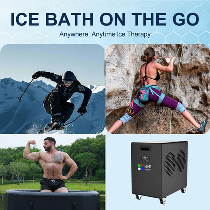 1 HP Cold Plunge Chiller, Commercial Ice Bath Water Chiller Machine for Large Tubs up to 200 Gallon, Heavy Duty Single Cooling Water Cooler with Internal Pump Options, Fast Chilling for Gym & Outdoor