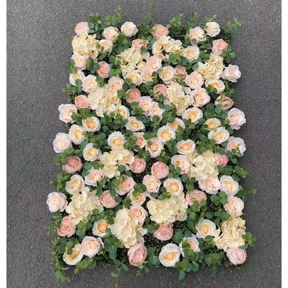 GOUZIBHD Silk Rose Flower Panels Flower Wall Panel Floral Backdrop, Artificial Flower Wall Panels 16 X 24 in Flower Wall Mat, for Wedding Party Nursery Home Decor(Size:12PCS)