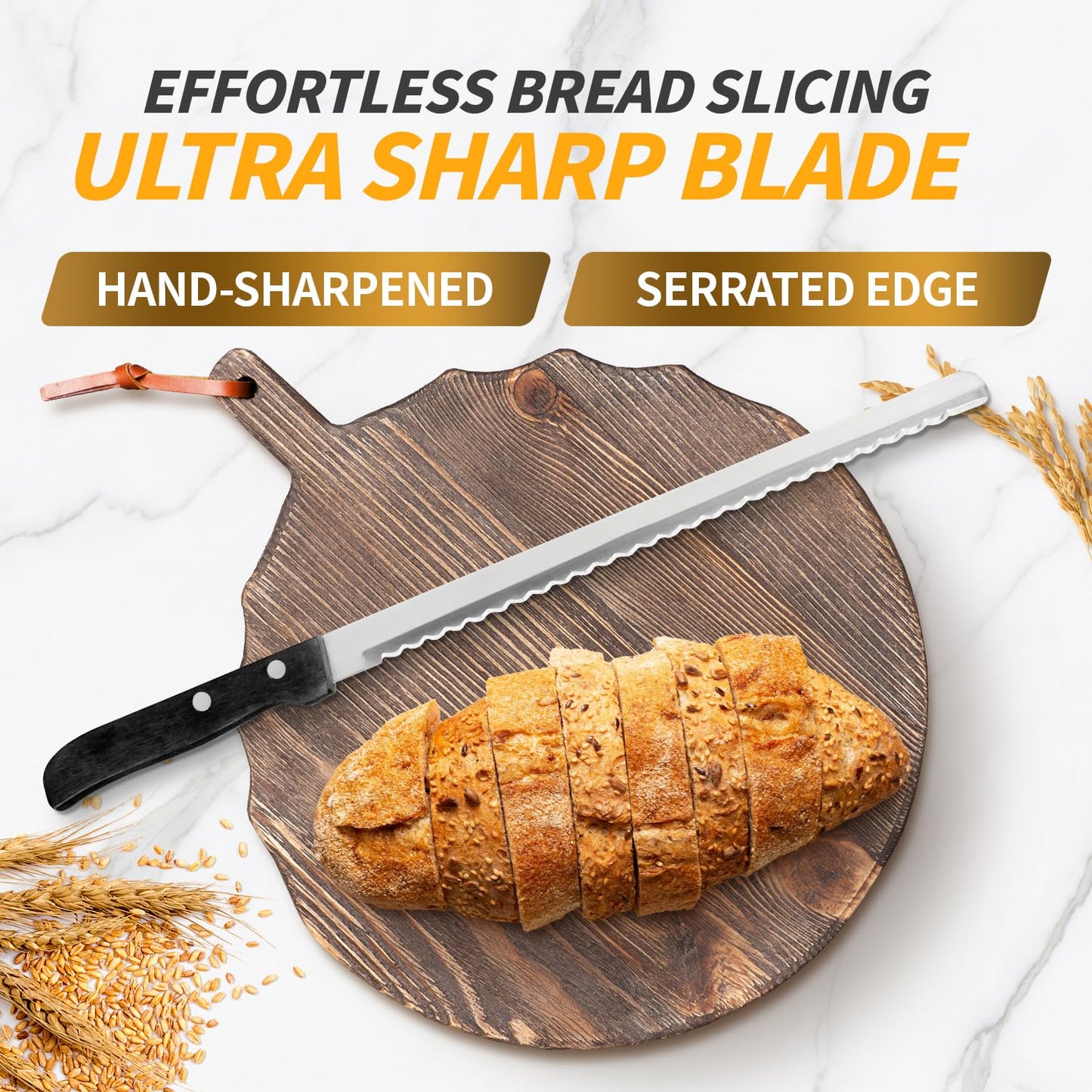 AGIgear 10-Inch Multifunction Serrated Bread Knife,German High Carbon Stainless Steel Professional Grade Bread Slicing Knife,Bread Cutter Ideal for Slicing Homemade Bread,Bagels,Soft Produce,Cake