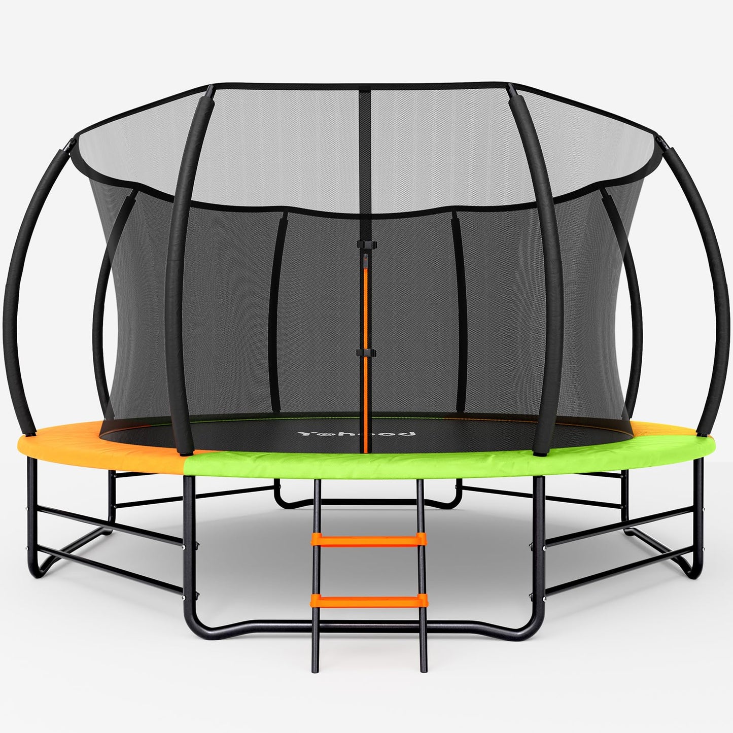 Yohood Trampoline Outdoor 12FT 14FT, Recreational Trampolines with Enclosure Net and Ladder, ASTM Approved for Kids and Adults, with Additional 8 Stabilizer Bars and Anti-Rust Coated Galvanized Frame