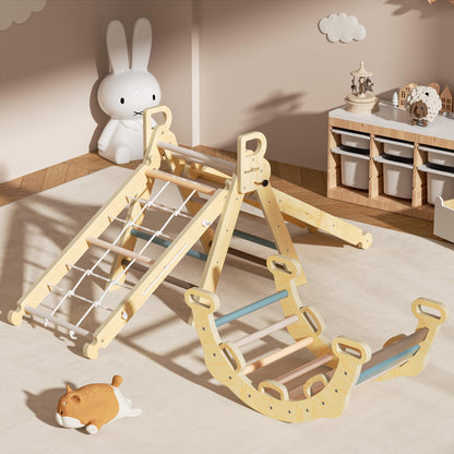 BlueWood 8 in 1 Pikler Climbing Set Indoor Arch Toys for Toddlers 1-3 Years