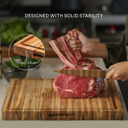 Teakhaus Cutting Board - Extra Large (XL) Wood Cutting Board with Grip Handles - Holiday Gift Ideas for Men and Women - Gift-Ready, Reversible, Edge Grain Wood, Knife Friendly - FSC Certified