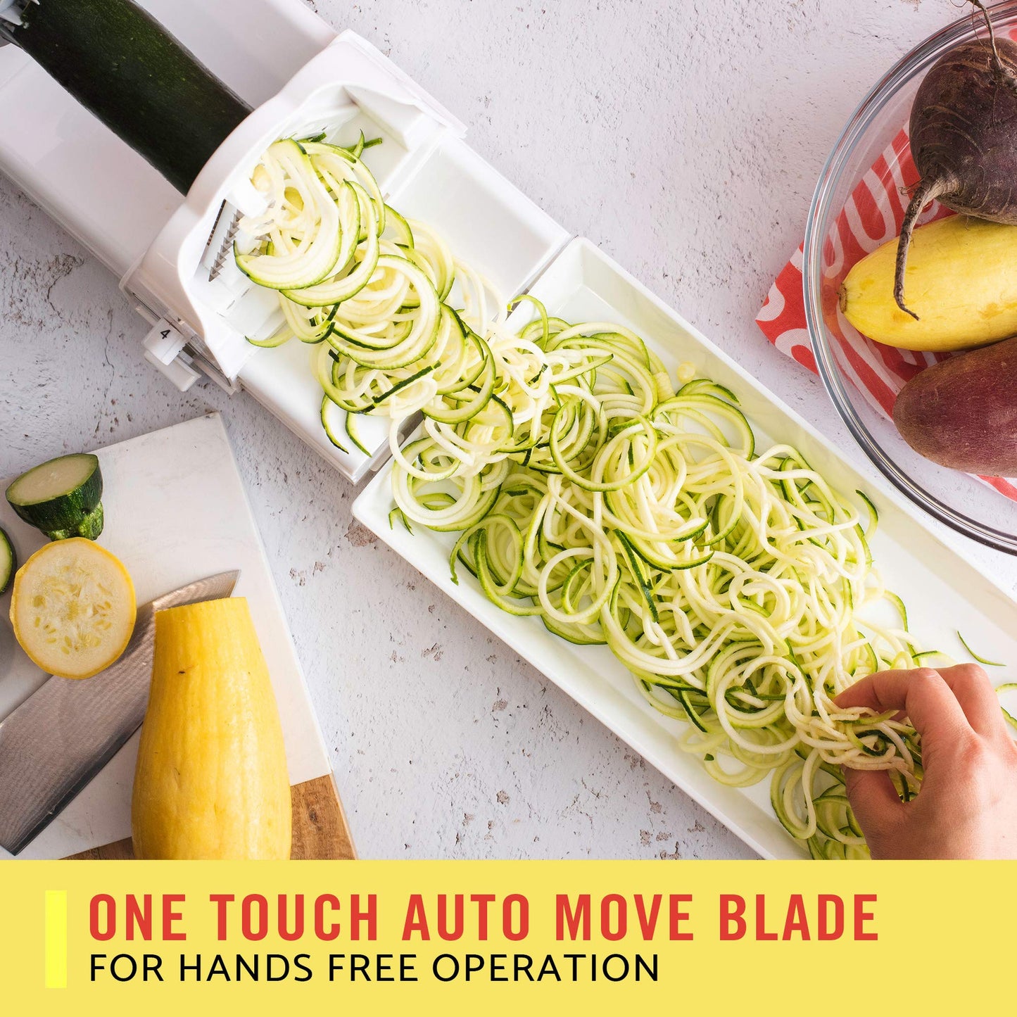 BELLA 4-in-1 Automatic Electric Spiralizer & Slicer, Quickly Prep Healthy Veggie or Fruit Spaghetti, Noodles or Ribbons, Easy To Clean, Recipe Book Included, White, 14641