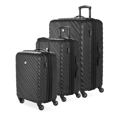 SwissGear Lightweight Expandable Spinner, Black Wave, 3-Piece Set