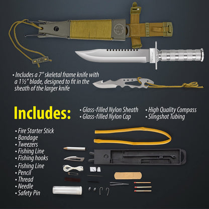 Maxam 12-Piece Survival Knife Set with Zinc Alloy Handles, Ideal for Survivalists, Hunters, Hikers, and Outdoor Sports Enthusiasts