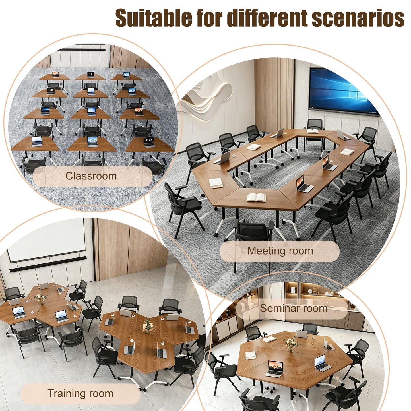 Folding Conference Table,Mobile Conference Room Tables with Wheels,47.2In Modern Seminar Tables,Flip Top Training Table for Office Classroom,Space-Saving Design