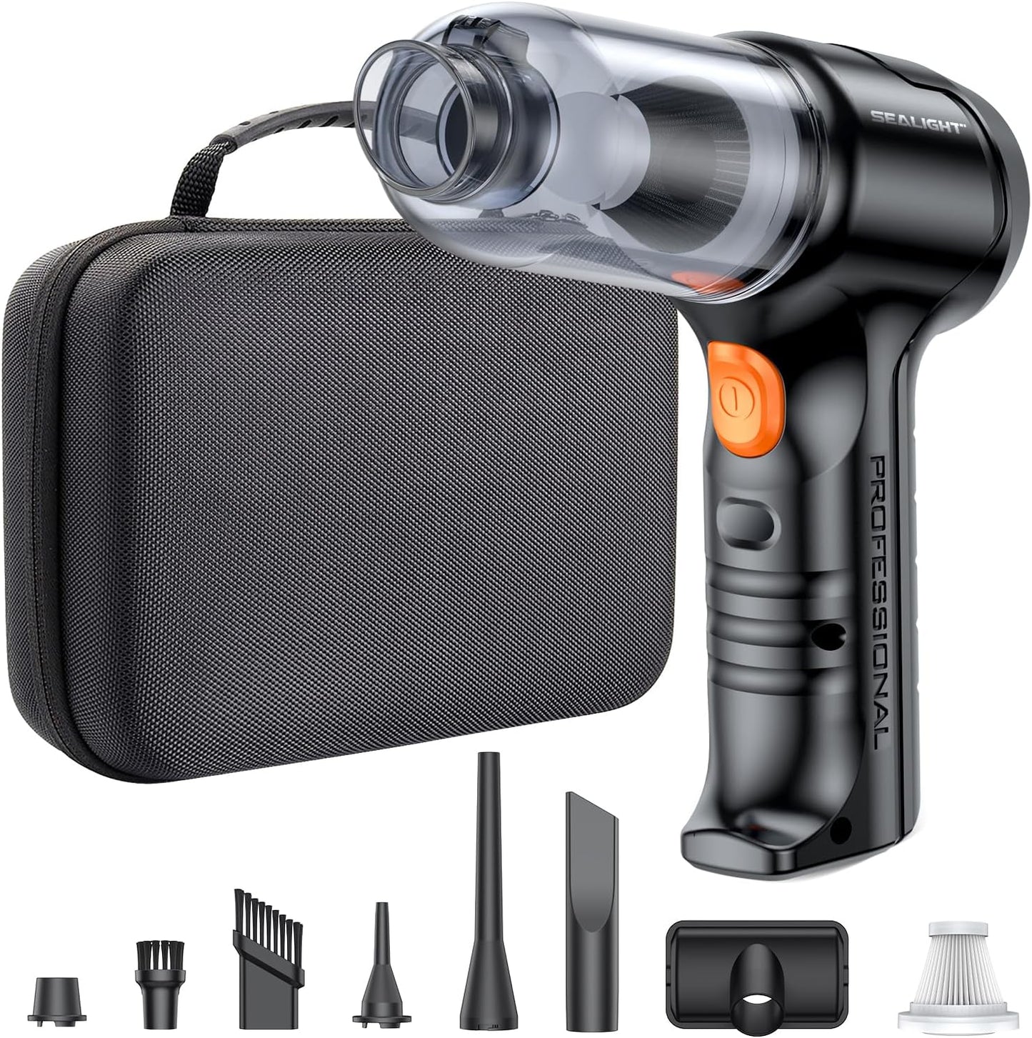 SEALIGHT Mini Wireless Car Vacuum, 13000PA High Power Suction and Air Duster, Lightweight Handheld Vacuum for Car,