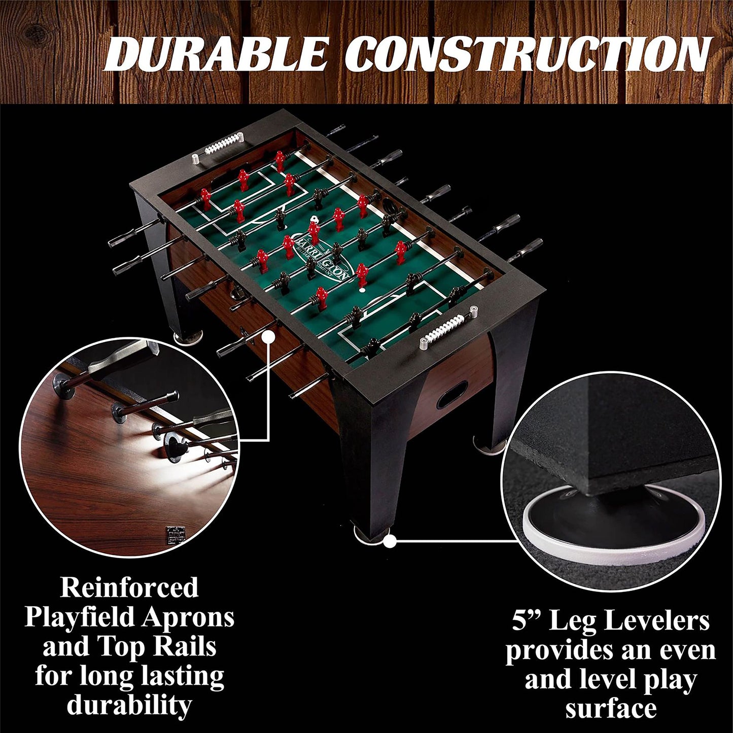Barrington 58” Richmond Foosball Table Competition Size, Durable and Stylish with Tabletop Sports Soccer Balls, Perfect for Family Game Rooms