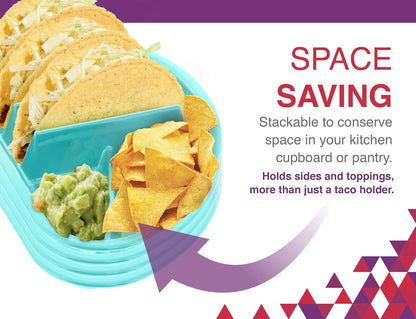 Fiesta Taco Plate - Arrow Home Products 12 Pack, BPA Free Plastic, Includes 3 Taco Holders