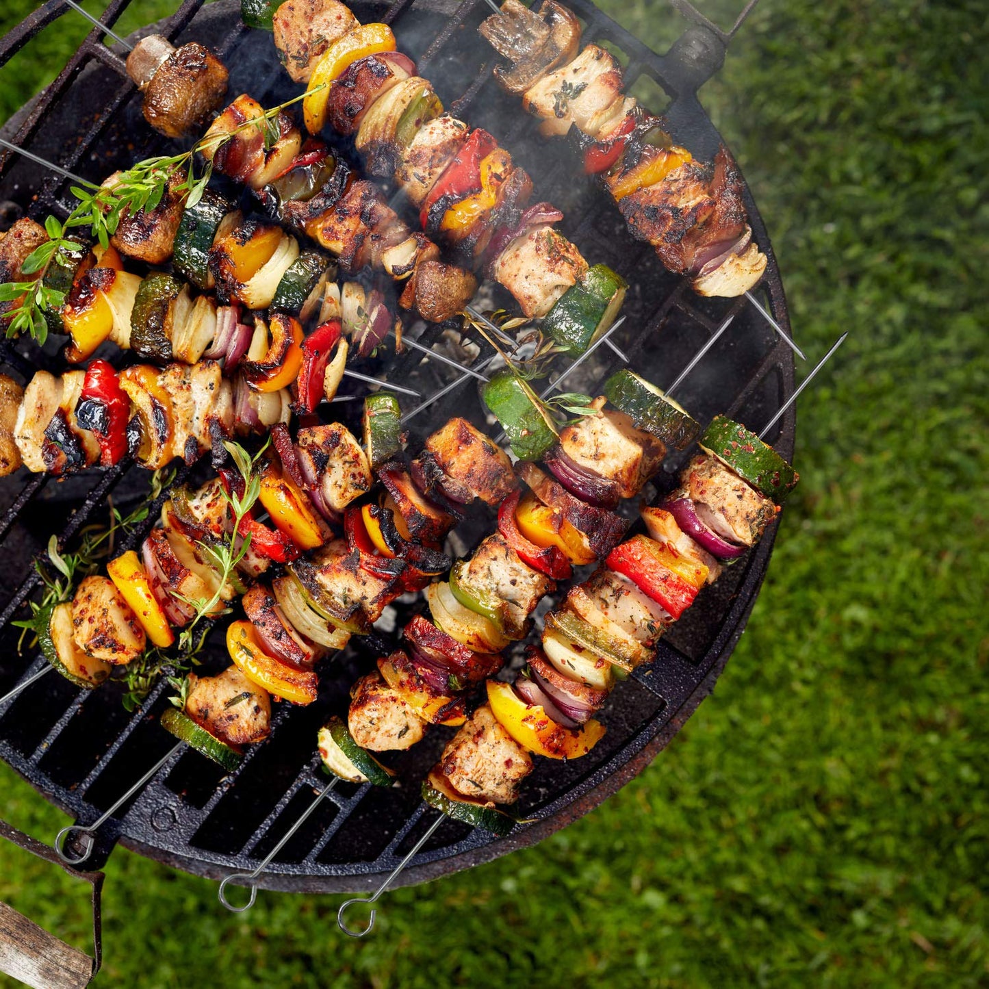 Blue Donuts 24 Pack Kabob Skewers for Grilling 17 Inch - BBQ Grill Grilling Accessories, Stainless Steel, Pack of 24