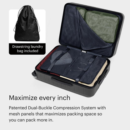 Away Medium Checked Luggage - 26-Inch Lightweight Hardside Suitcase with Custom WhisperGlide 360° Wheels, Interior Compression System, TSA-Accepted Lock - Navy Blue