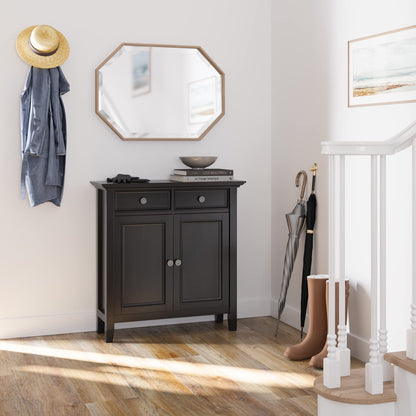 SIMPLIHOME Amherst 36-inch Wide Transitional-Style Storage Cabinet in Hickory Brown with Drawers and Adjustable Shelves for Entryway or Living Room