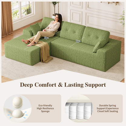 Ball & Cast 106" Boneless Sectional Sofa, Chenille Modular L Shaped Couch with Deep Seat Chaise, Cloud Style Oversized Sectional Couch for Living Room, No Assembly, Left Facing, Green