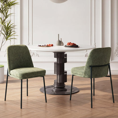 COLAMY Dining Chairs Set of 4, Modern Dining Chairs, Fabric Upholstered Dining Chairs, Kitchen Chairs with Curved Back and Metal Legs for Dining Room Kitchen Restaurant, Green
