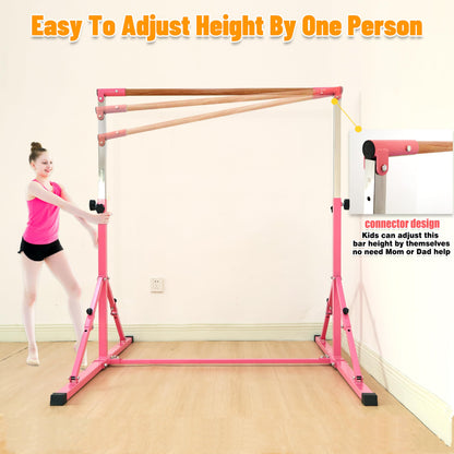 Marfual 5 Ft Fold Gymnastic Bar with Mat Kip Bar with Mat with Professional 4 Ft Width for Kids and Girl and Teenage Home and Club Use