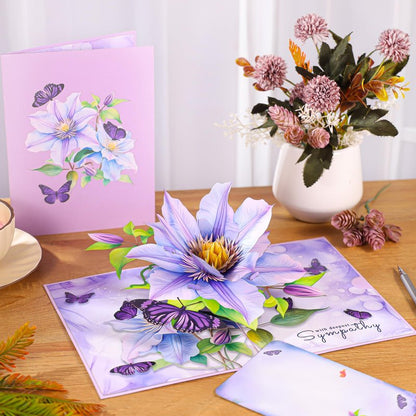 Sympathy Pop Up Card – 3D Butterflies Condolence Card, With Deepest Sympathy, Sorry for Your Loss Card for the Loss of a Loved One, Elegant Thinking of You Gift, 6 x 8 Inch, Includes Envelope