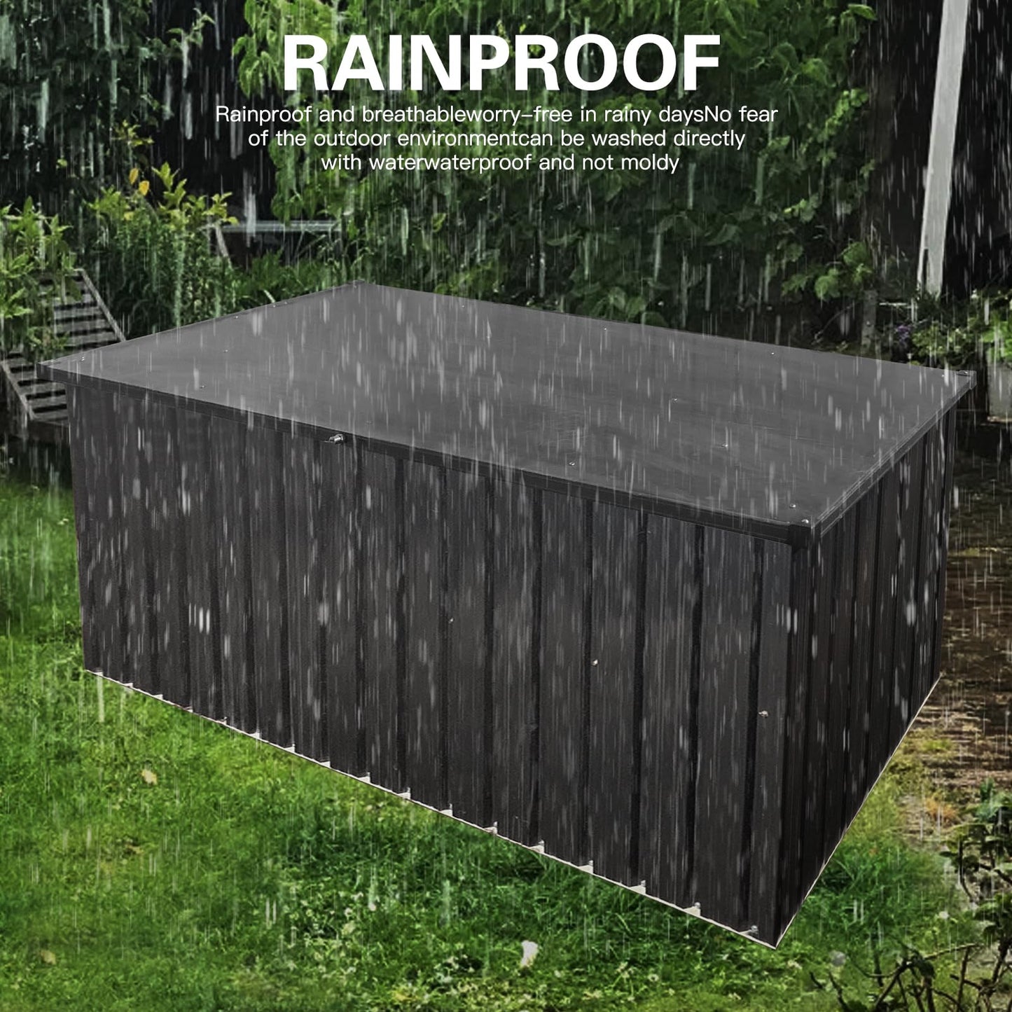 BouPower 215 Gallon Outdoor Storage Box,Waterproof Lockable Mental Deck Box for Patio Furniture Cushions Garden Tools