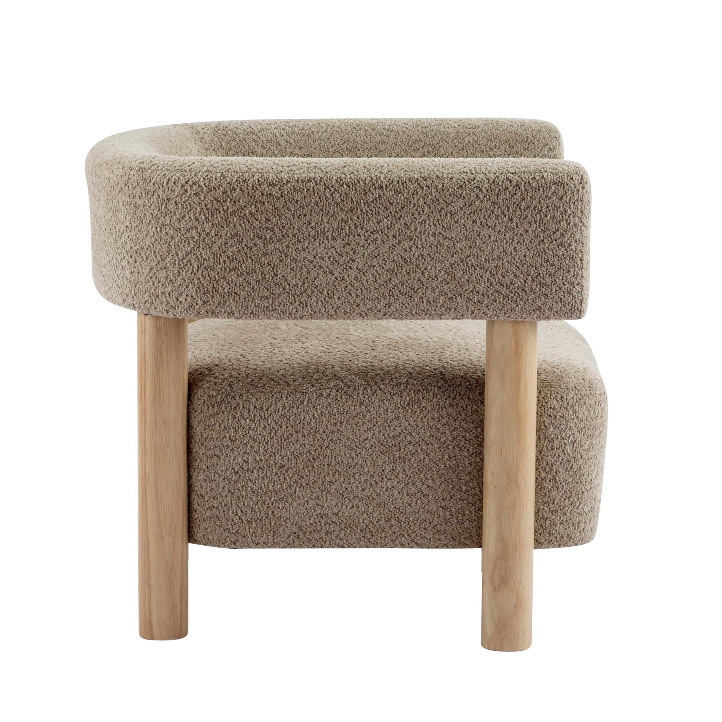 Christopher Knight Home Carly Low Profile Accent Chair, Round Backrest Side Chair, Living Room Armchair with Boucle Fabric Cushion,Comfy Reading Chair for Bedroom,Wooden Single Lounge Sofa,Light Camel