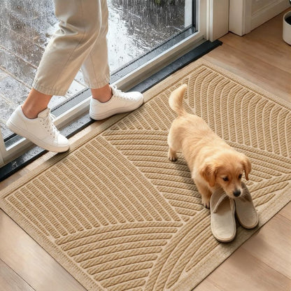 HIYARD Sturdy Front Door Mat, Absorbent Muddy Dirt Resist Welcome Door Mats Outdoor Indoor, Fade Resistant, Non-Slip Backing Entry Mat Low Profile Doormat for Entryway, 29×17, Beige