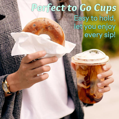 Homestockplus 25 Pack 15 oz BPA-Free Clear Plastic Cups with Strawless Sip Lids - Leak-Proof Round Bottom Disposable Iced Coffee Cups for Kids, To-Go Cold Drinks, Ideal for Small Parties & Daily Use