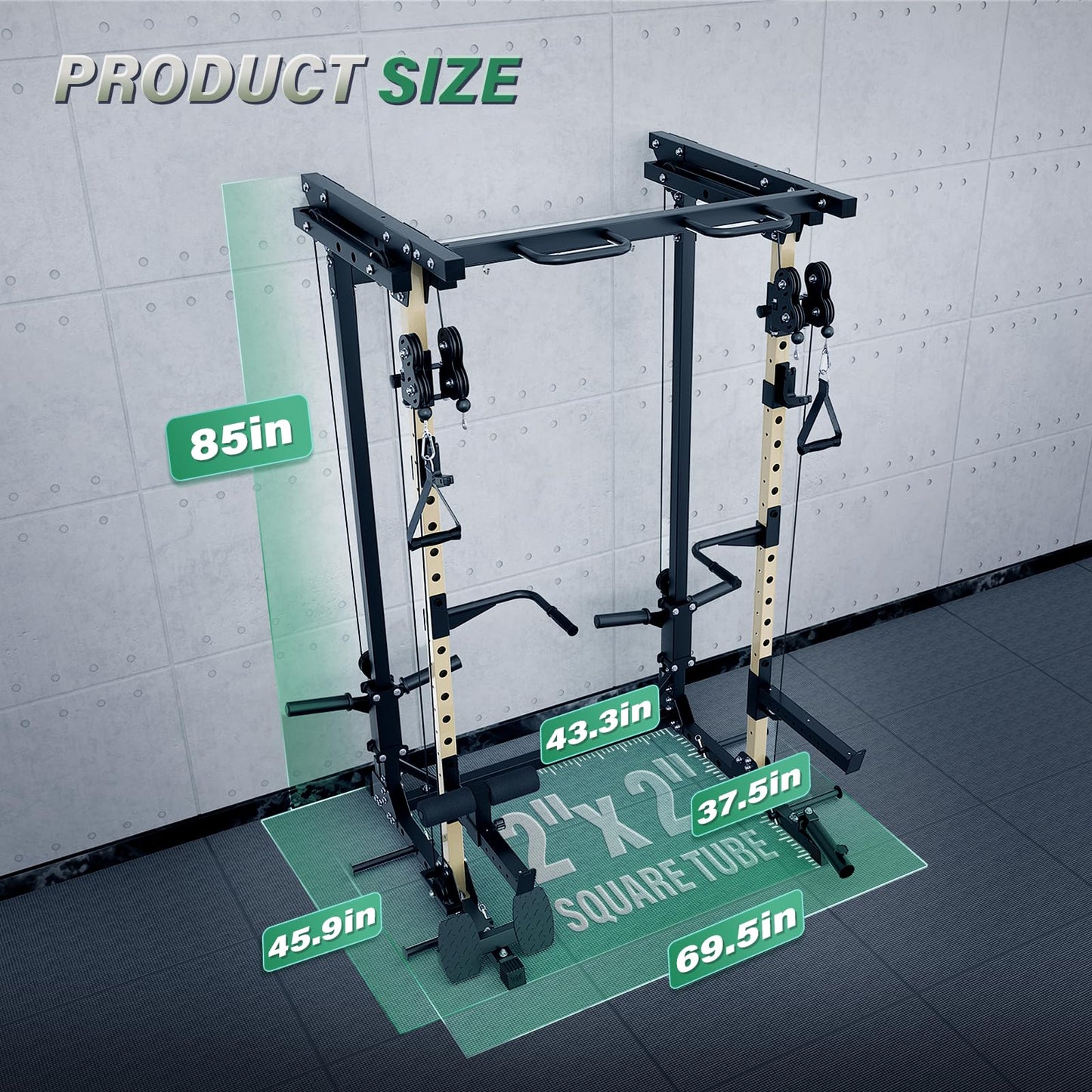 MAJOR FITNESS Drone3 Power Rack, 2500lbs Multi-Function Home Gym Squat Rack with Dual Pulley System, Pull-Up Bar & J-Hooks, Heavy-Duty Steel Frame for Maximum Stability & Strength Training
