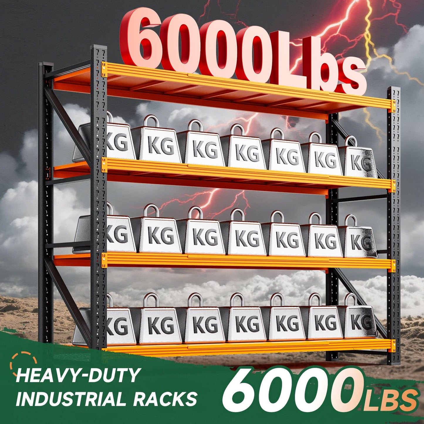 Letaya 6000LBS Heavy Duty Storage Shelves,79" H Metal Garage Shelving Units,4 Tier Large Tall Industrial Shelving,Adjustable Utility Rack Shelf for Warehouse,Basement (Orange, 79" W x 24" D x 79" H)