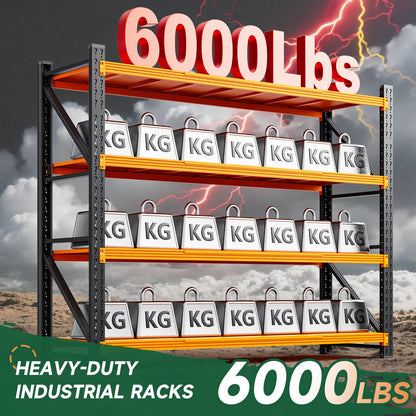 Letaya 6000LBS Heavy Duty Storage Shelves,79" H Metal Garage Shelving Units,4 Tier Large Tall Industrial Shelving,Adjustable Utility Rack Shelf for Warehouse,Basement (Orange, 79" W x 24" D x 79" H)
