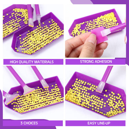Affrolling 180 Pcs 5d Diamond Art Painting Tools and Accessories Kits Include Drill Pens with 3 Drill Sizes, Plastic Diamond Trays, Glue Clay, Rhinestone Art Painting DIY Accessories(Purple)