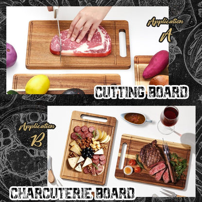 Nuenen 10 Pcs Bulk Wood Cutting Board with Handle 12 x 7.8 Inch Acacia Wooden Kitchen Serving Chopping Boards for Pizza, Bread, Charcuterie, Fruit, Vegetables(Acacia)