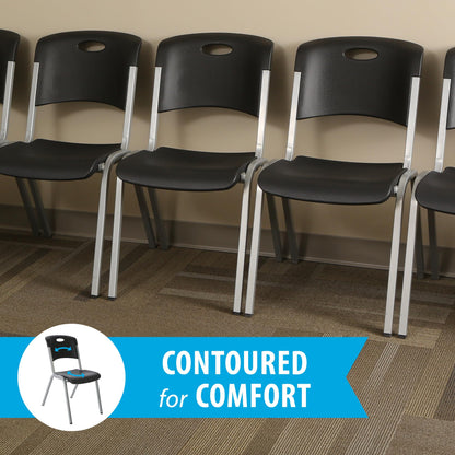 Lifetime Stacking Chair, Contemporary - Pack of 4, Black