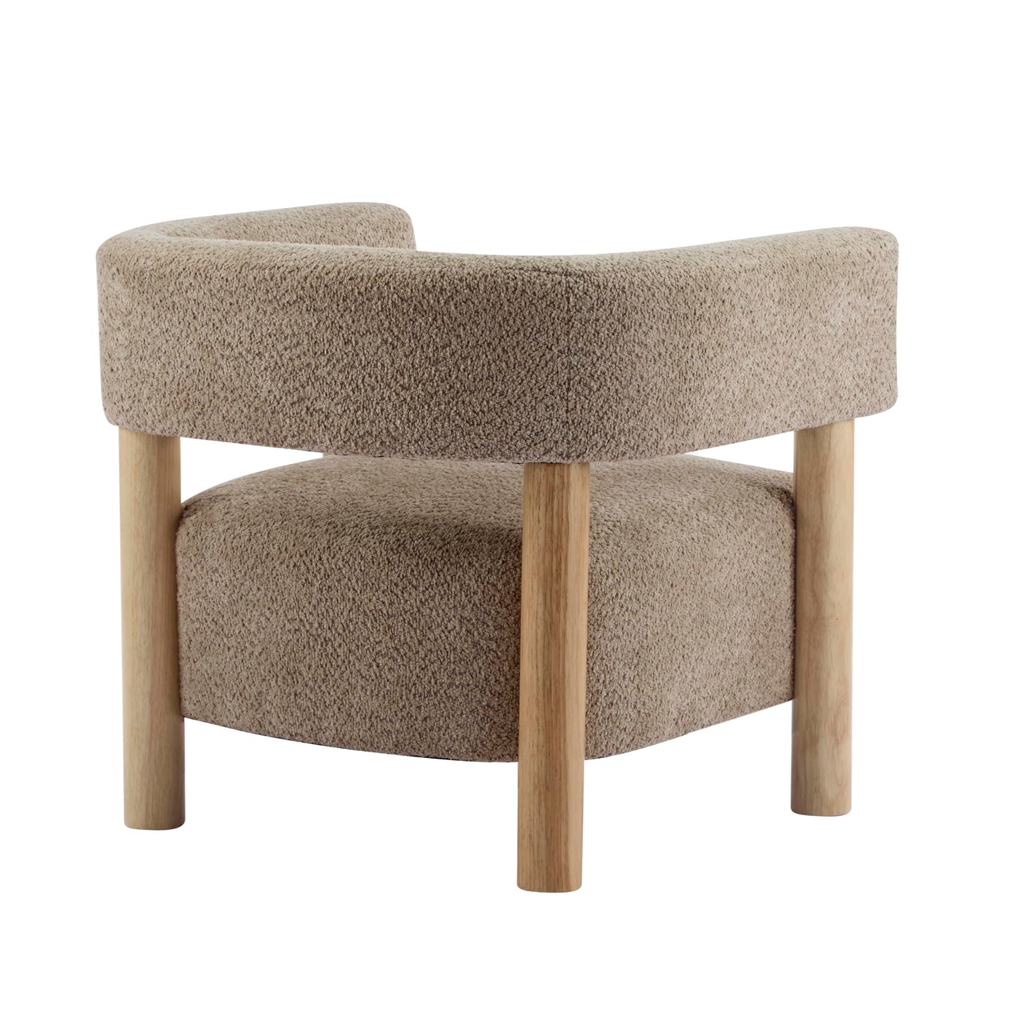Christopher Knight Home Carly Low Profile Accent Chair, Round Backrest Side Chair, Living Room Armchair with Boucle Fabric Cushion,Comfy Reading Chair for Bedroom,Wooden Single Lounge Sofa,Light Camel
